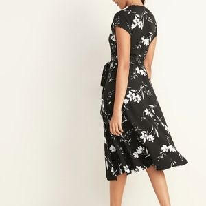 Old Navy Black Floral Wrap V-neck Midi Dress Sz M